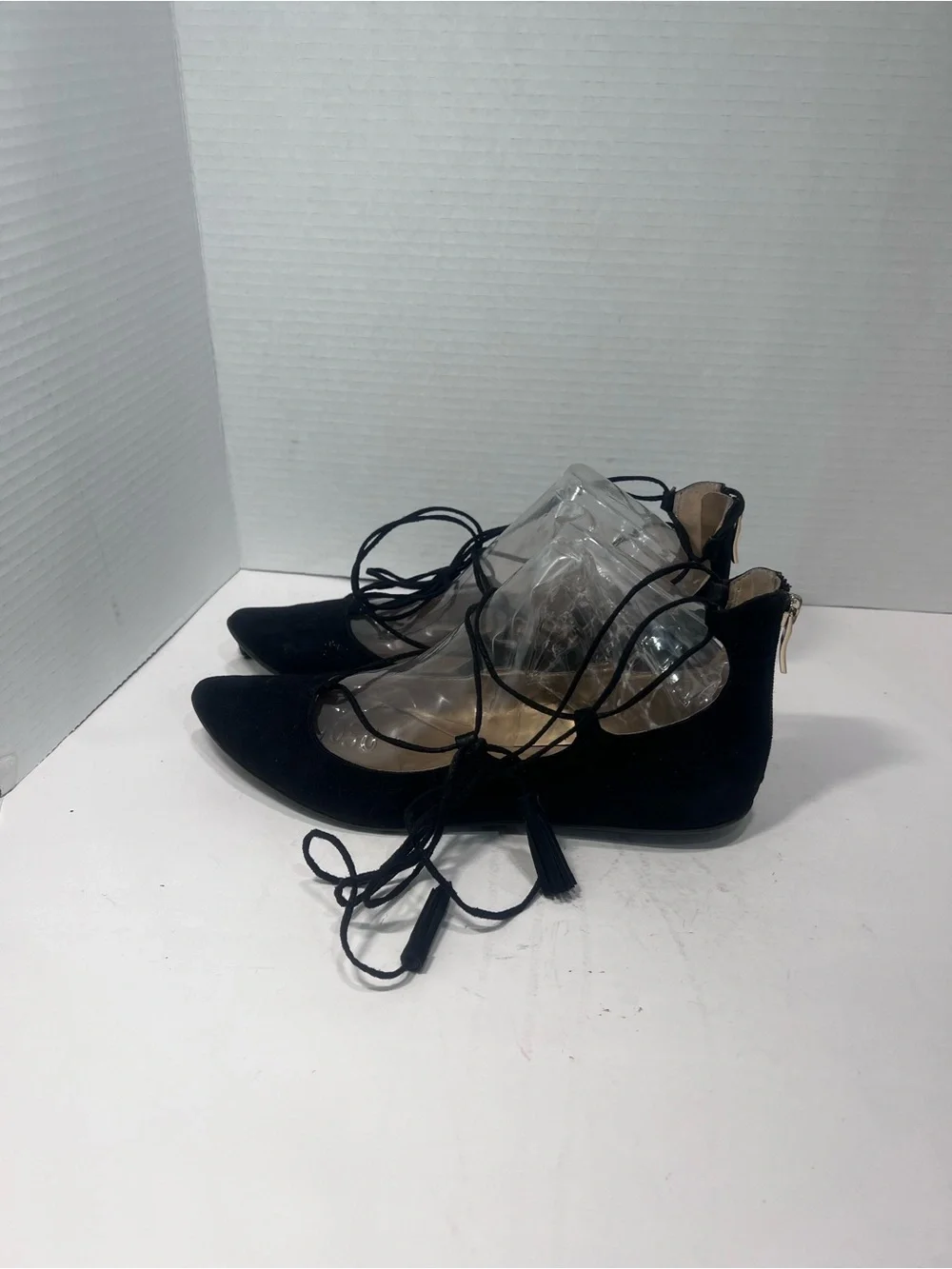 BCBGeneration Black Suede Lace-Up Pointed Flats